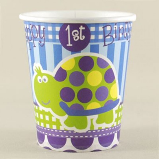 Şirin Kaplumbağa Temalı 1 Yaş Mavi Kağıt Bardaklar