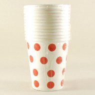Beyaz Kırmızı Puantiyeli Kağıt Bardaklar