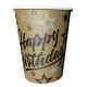 Gold Yıldızlı Happy Birthday Kağıt Bardaklar 8 Adet