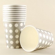 Gümüş Renk Üzerine Beyaz Puantiyeli Kağıt Bardaklar