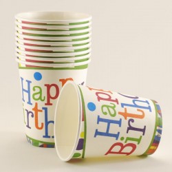 Happy Birthday Renkli Puantiyeli Parti Bardakları 10 Adet