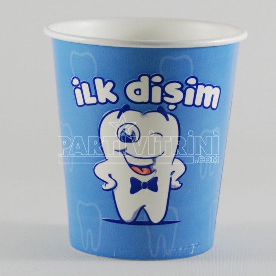 İlk Dişim Diş Resimli Mavi Erkek Diş Partisi Bardakları