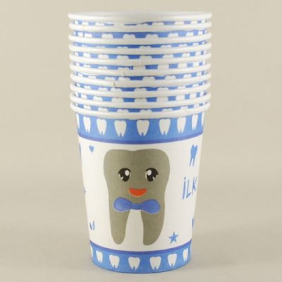 İlk Dişim Resimli Mavi Karton Bardak