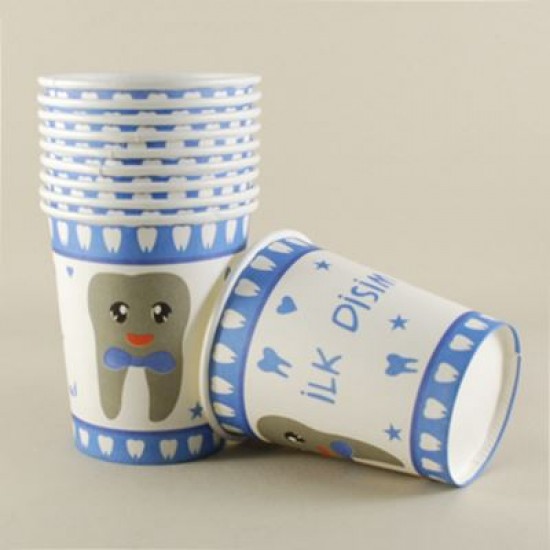 İlk Dişim Resimli Mavi Karton Bardak
