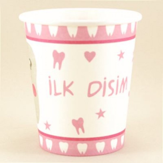 İlk Dişim Resimli Pembe Karton Bardak