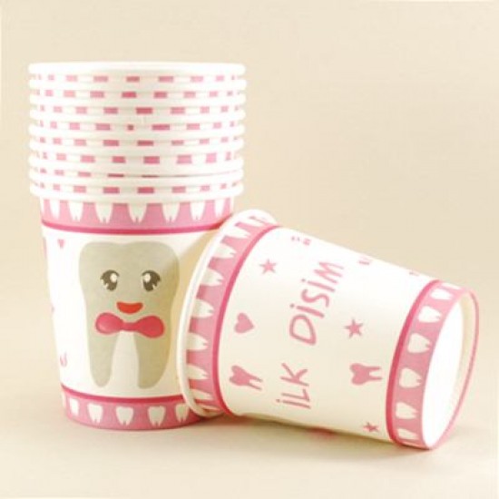İlk Dişim Resimli Pembe Karton Bardak