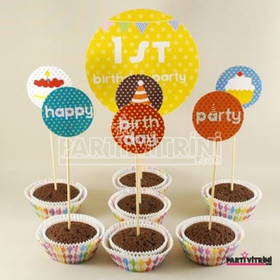 1. Yaş Renkli Dev Kek Ve Pasta Kürdan Seti