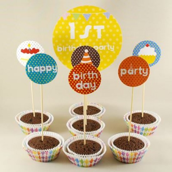 1. Yaş Renkli Dev Kek Ve Pasta Kürdan Seti