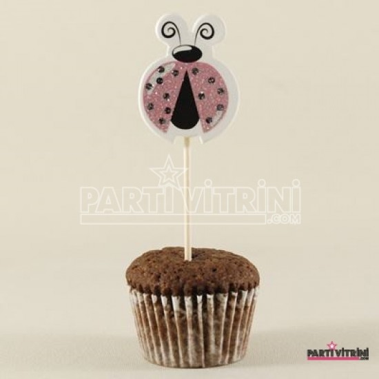 Pembe Uğur Böceği Figürlü Kürdan Seti 10 Adet