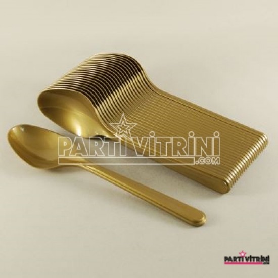 Altın Renk (Gold) Plastik Parti Kaşığı 25 Adet