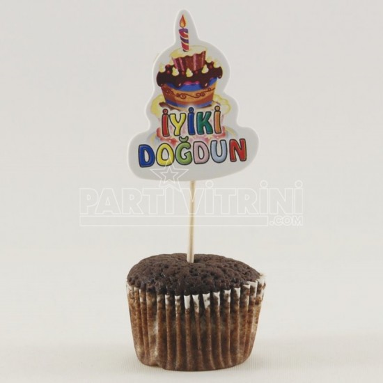 İyiki Doğdun Pembe Simli Kürdan Seti 10 Adet