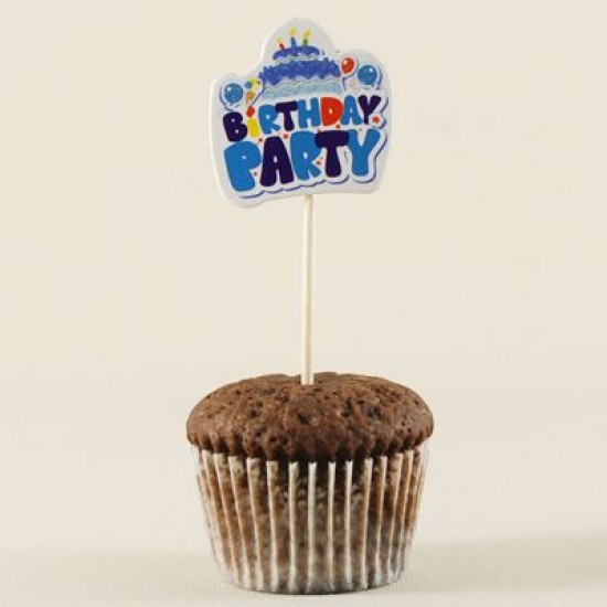 Birthday Party Mavi Pasta Figürlü Kürdan Seti 10 Adet