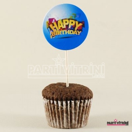 Happy Birthday Mavi Simli Kürdan Seti 10 Adet