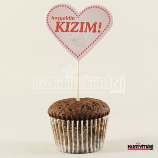 Hoşgeldin Kızım Pembe Kalp Kürdan Seti 10 Adet