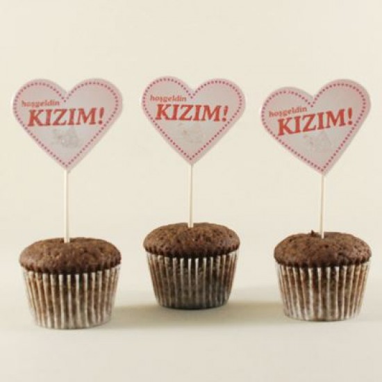 Hoşgeldin Kızım Pembe Kalp Kürdan Seti 10 Adet