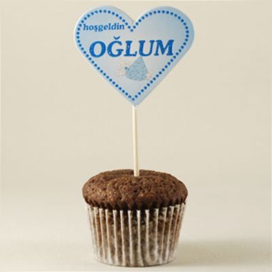 Hoşgeldin Oğlum Mavi Kalp Kürdan Seti 10 Adet