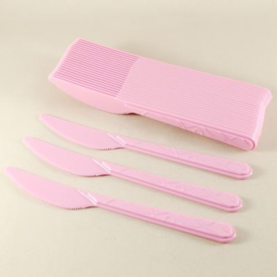 Pembe Plastik Parti Bıçağı 25 Adet