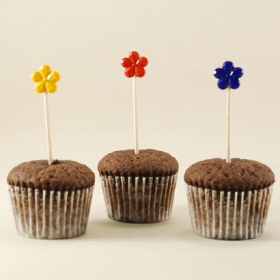 Plastik Parlak Büyük Çiçekler Kürdan Seti 10 Adet