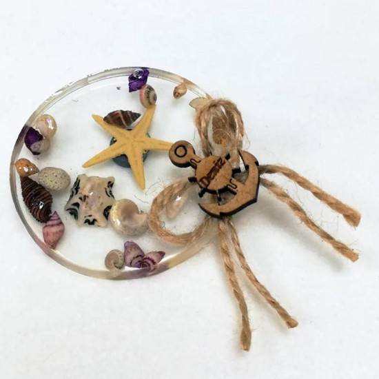 Şeffaf Epoksi Davetiye-Nikah Şekeri Deniz Temalı Magnet