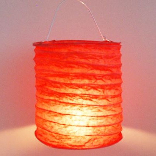 Kırmızı Mum Işıklandırmalı Akerdeon Kağıt Parti Feneri