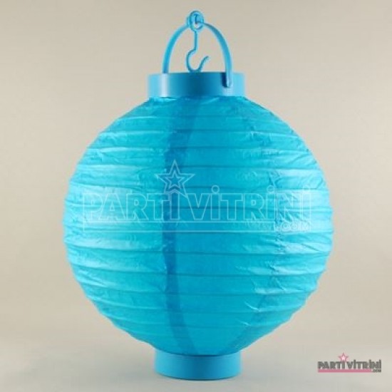 Led Işıklı Ve Pilli Mavi Japon Feneri