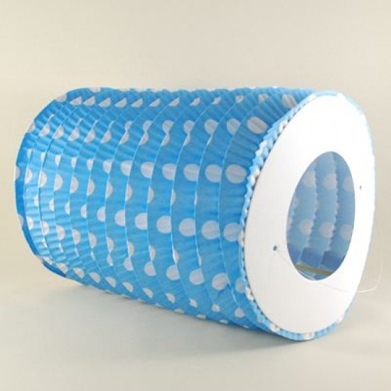 Mavi Beyaz Puantiyeli Uzun Akordeon Kağıt Parti Feneri