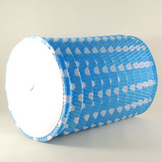 Mavi Beyaz Puantiyeli Uzun Akordeon Kağıt Parti Feneri