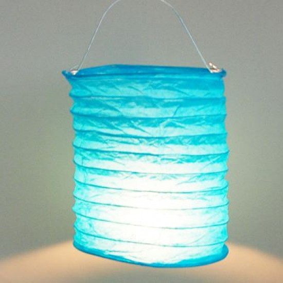 Mavi Mum Işıklandırmalı Akerdeon Kağıt Parti Feneri