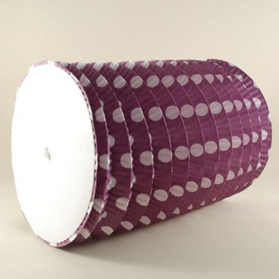 Mor Beyaz Puantiyeli Uzun Akordeon Kağıt Parti Feneri
