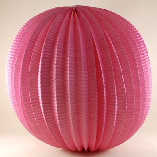 Pembe Renkli Yuvarlak Büyük Kağıt Parti Feneri 30 cm