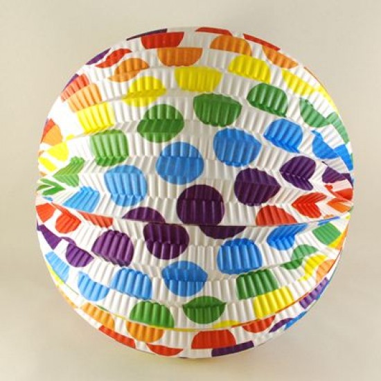 Rengarenk Puantiyeli Yuvarlak Kağıt Parti Feneri