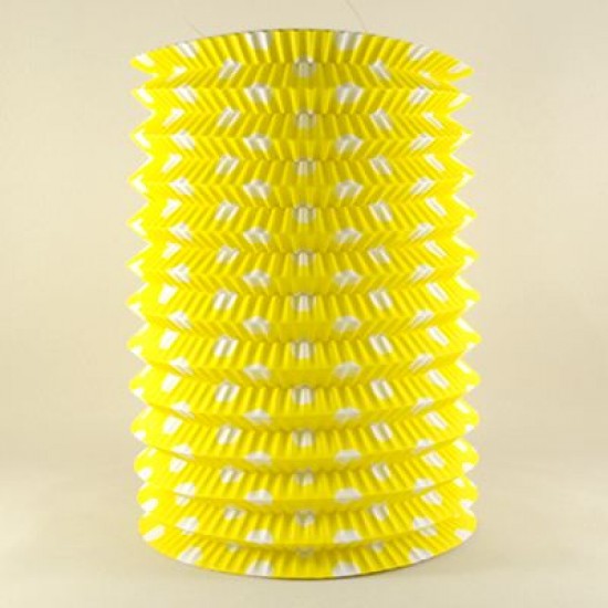 Sarı Beyaz Puantiyeli Uzun Akordeon Kağıt Parti Feneri