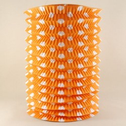 Turuncu Beyaz Puantiyeli Uzun Akordeon Kağıt Parti Feneri