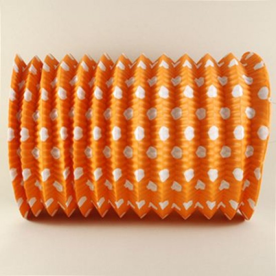 Turuncu Beyaz Puantiyeli Uzun Akordeon Kağıt Parti Feneri