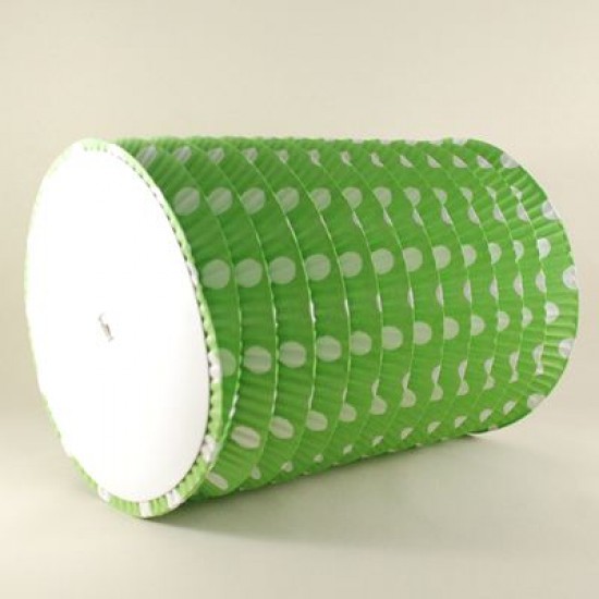 Yeşil Beyaz Puantiyeli Uzun Akordeon Kağıt Parti Feneri