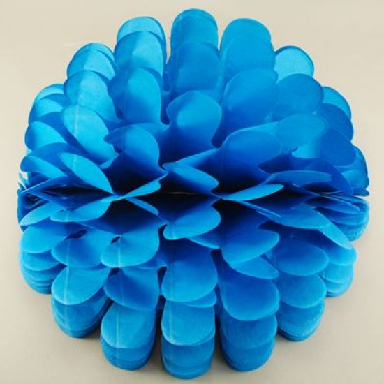 Mavi Kağıt Ponpon Fener 30 Cm
