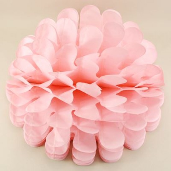Toz Pembe Kağıt Ponpon Fener 30 Cm