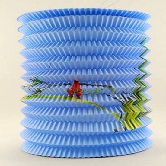 Mavi Desenli Oval Kağıt Parti Feneri