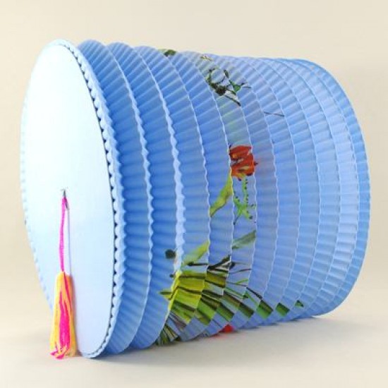 Mavi Desenli Oval Kağıt Parti Feneri