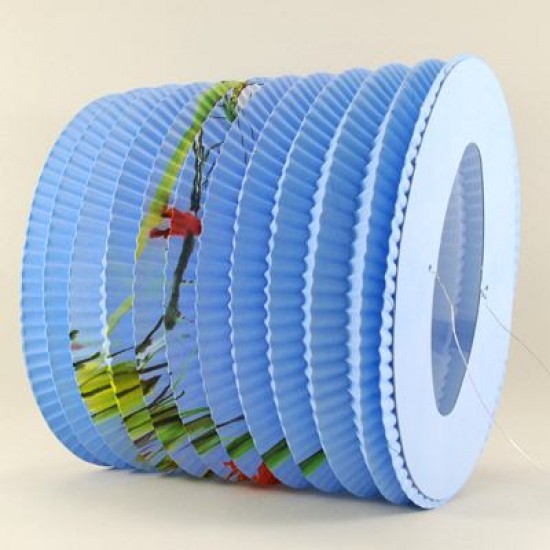 Mavi Desenli Oval Kağıt Parti Feneri