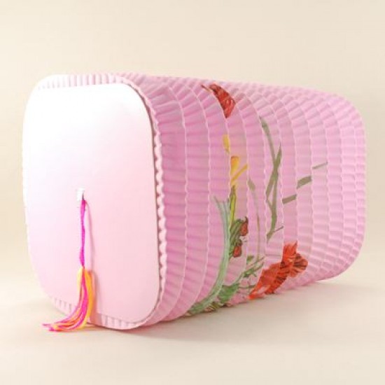 Pembe Desenli Kare Kağıt Parti Feneri