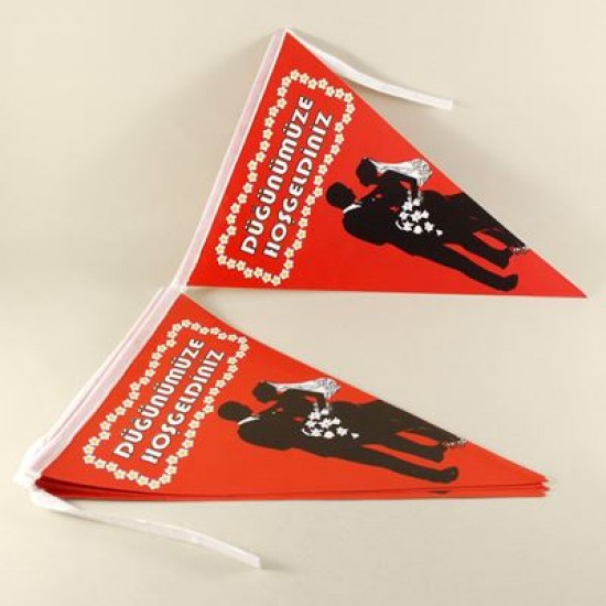 Düğünümüze Hoşgeldiniz Kırmızı 10 lu flama