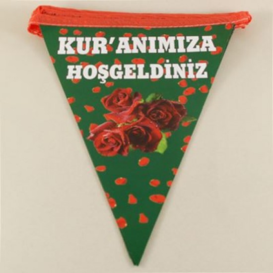 Kuranımıza Hoşgeldiniz Gül Resimli 10 lu flama