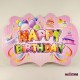 Happy Birthday Pembe Pastalı Askılı Model Konuşma Balonu 38cmx26 cm