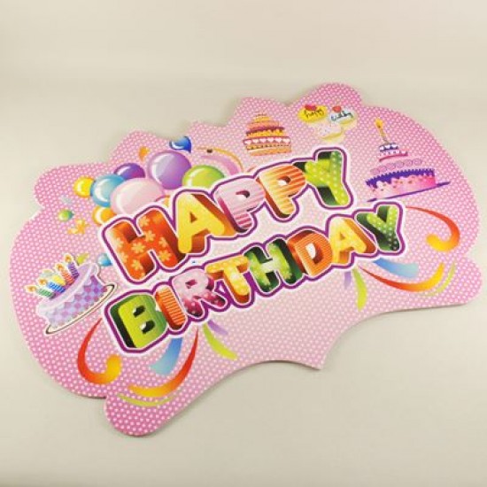 Happy Birthday Pembe Pastalı Askılı Model Konuşma Balonu 38cmx26 cm