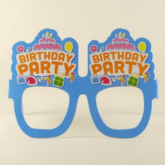 Happy Birthday Mavi Eğlenceli Kağıt Gözlük