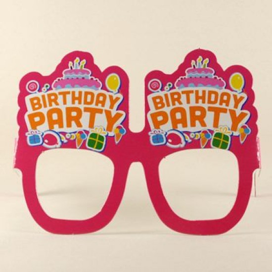 Happy Birthday Pembe Eğlenceli Kağıt Gözlük