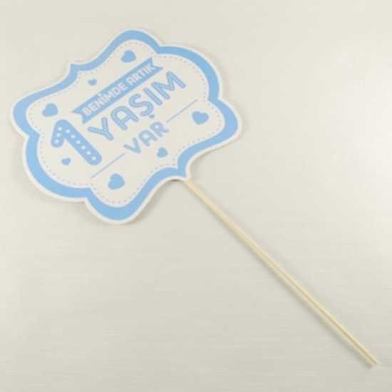 Benimde Artık 1 Yaşım Var Mavi Kalpli Konuşma Balonu