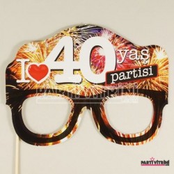 Gözlük Konuşma Balonu I Love 40 Yaş Partisi