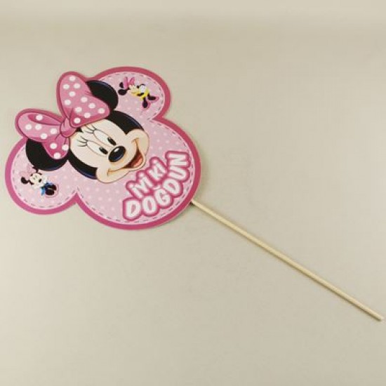 İyiki Doğdun Minnie Mouse Kulaklı Pembe Puantiyeli Konuşma Balonu